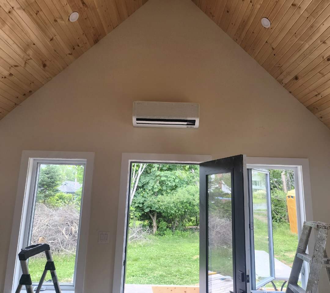 Tiny home heat pump installation